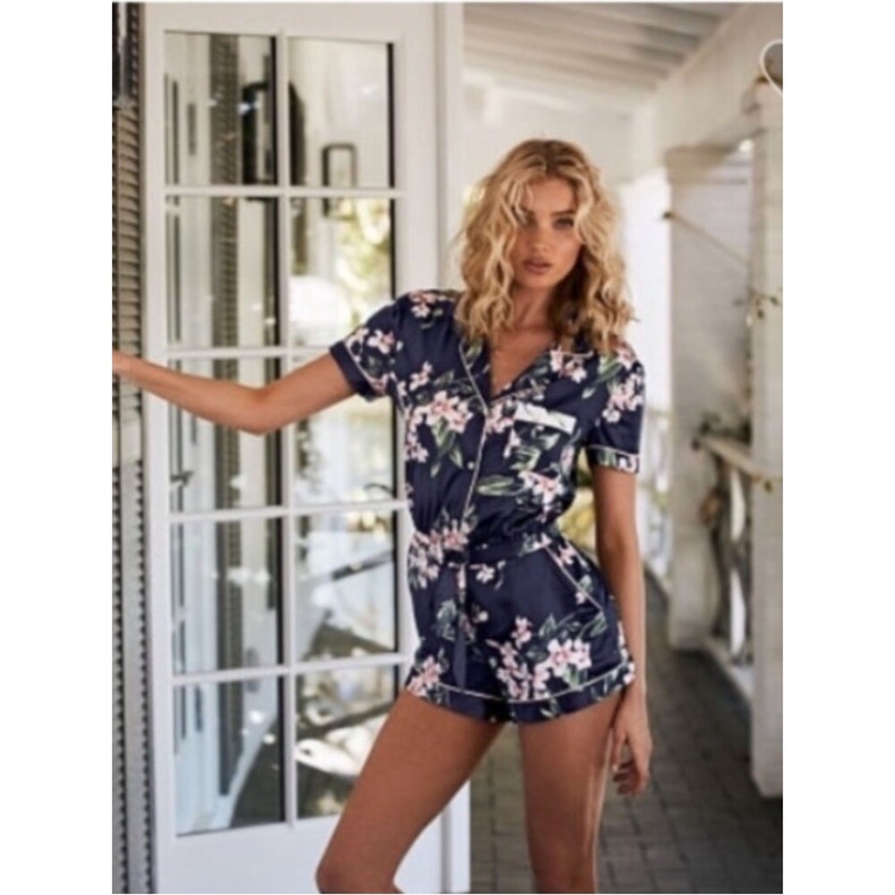 Victoria’s Secret Romper VS Satin Romper Button Front Romper w Pockets Size S